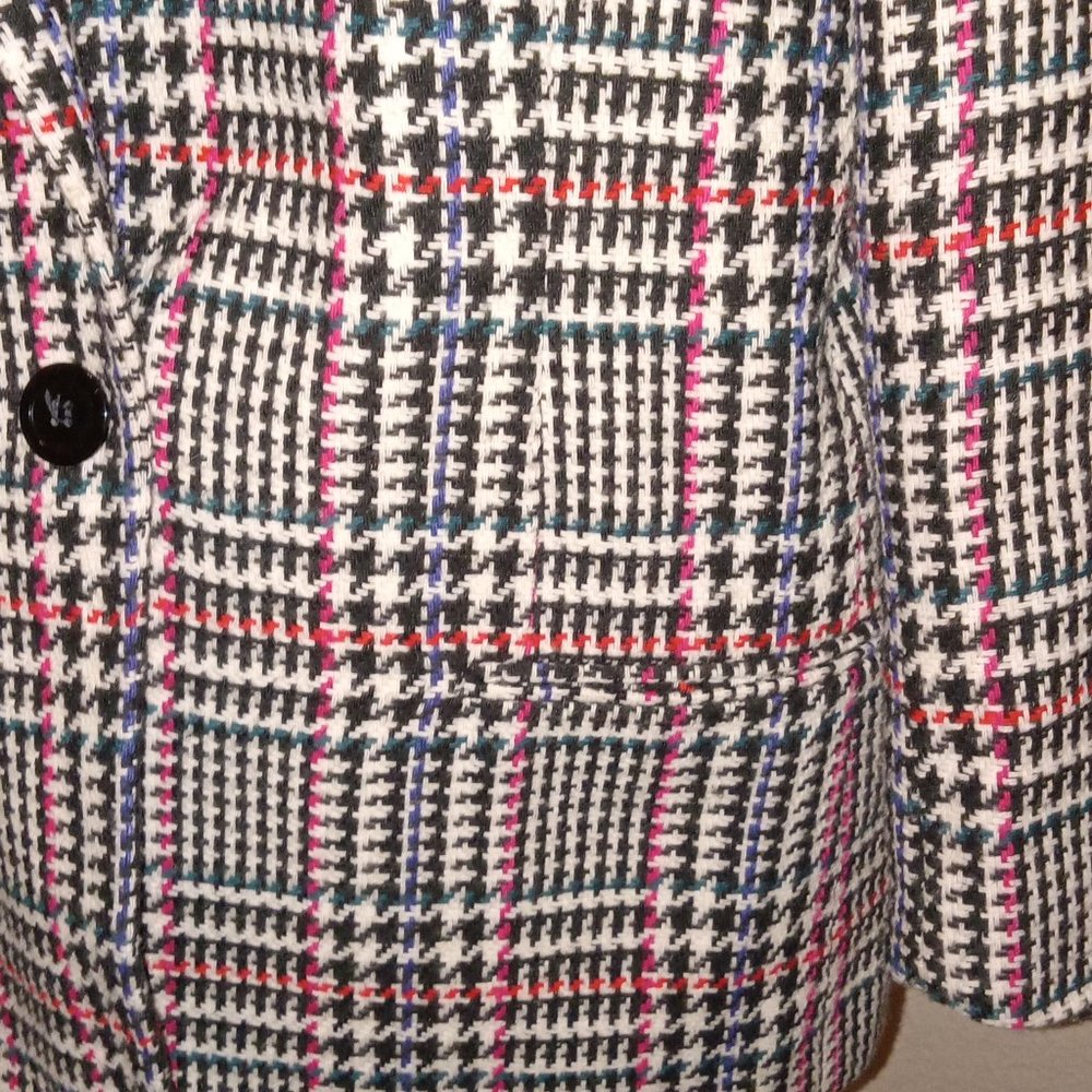 Worthington black and white wool blend herringbone blazer with Specks of color - Picture 7 of 11